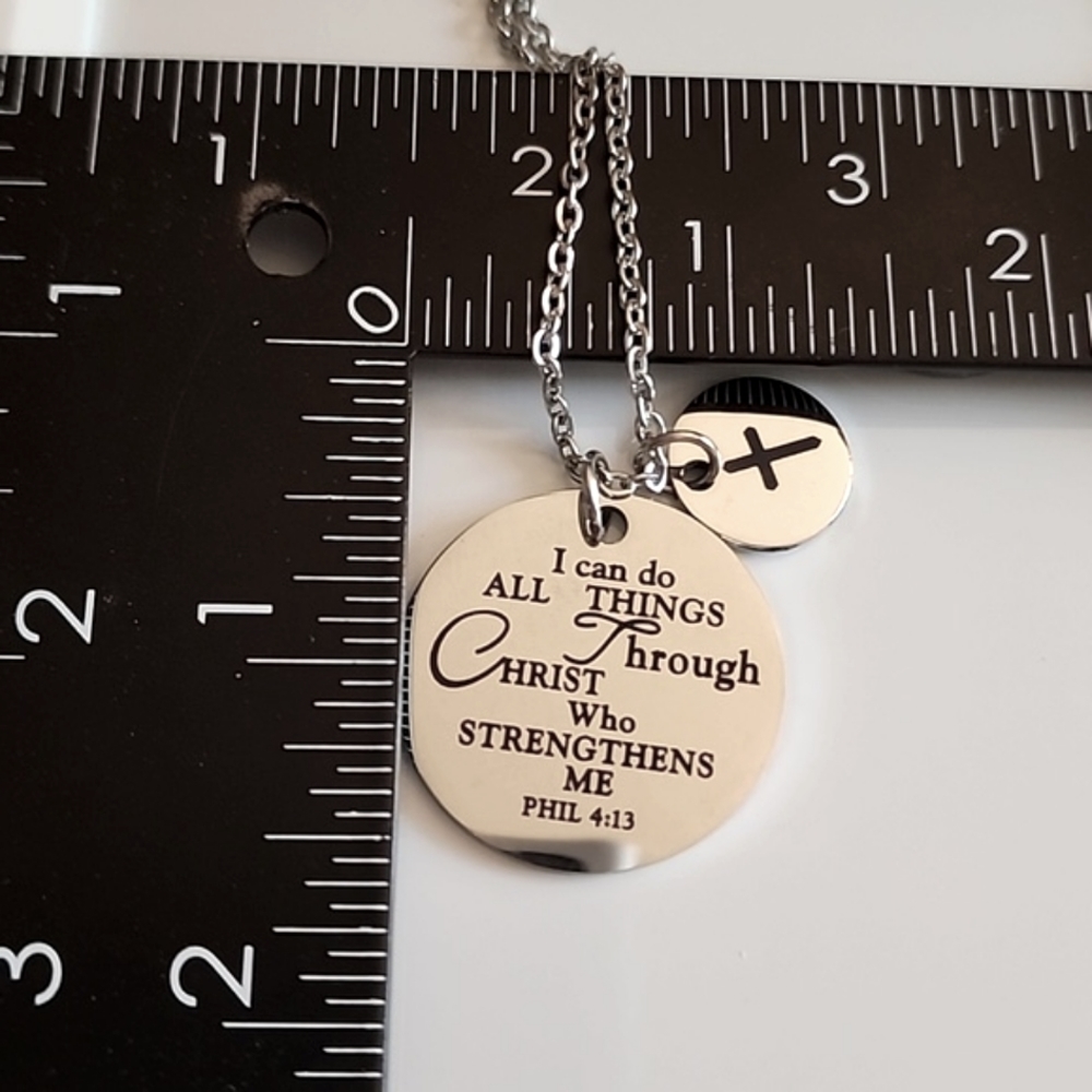 PHIL 4:13 I can do all things  Necklace Scripture Reminder stainless steel NP - Picture 3 of 4
